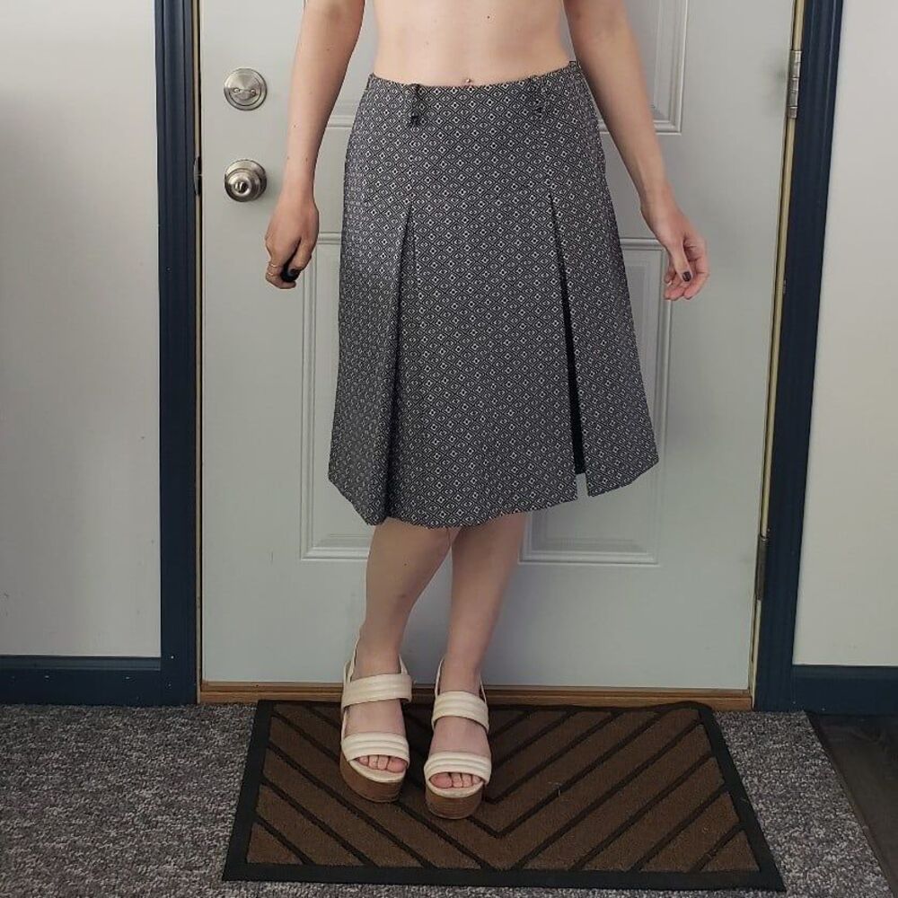 70s Geometric Print Pleated Skirt